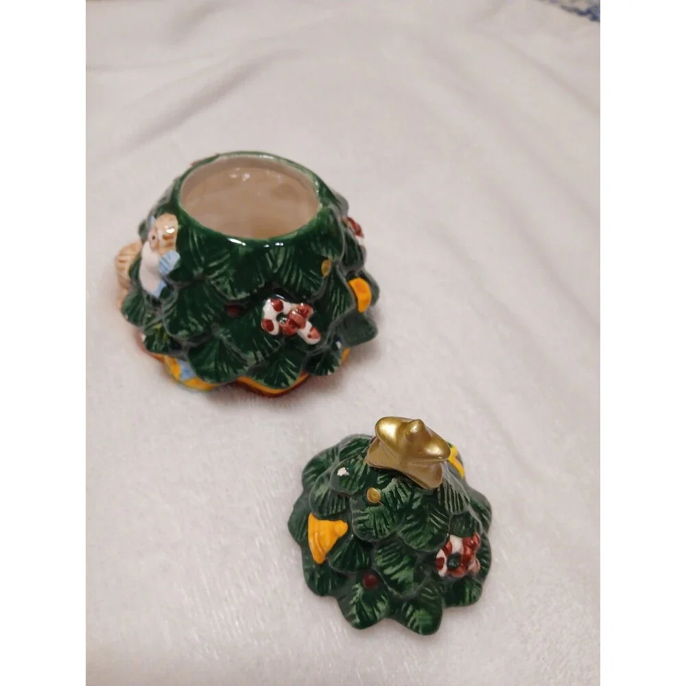 Vtg Mini Christmas Tree Trinket Box 5.5